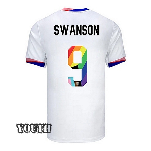 USA 2024/25 Mallory Swanson Home Pride Youth Soccer Jersey