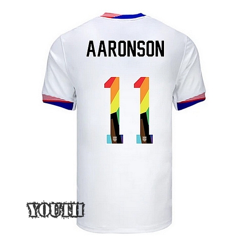 USA 2024/25 Brenden Aaronson Home Pride Youth Soccer Jersey
