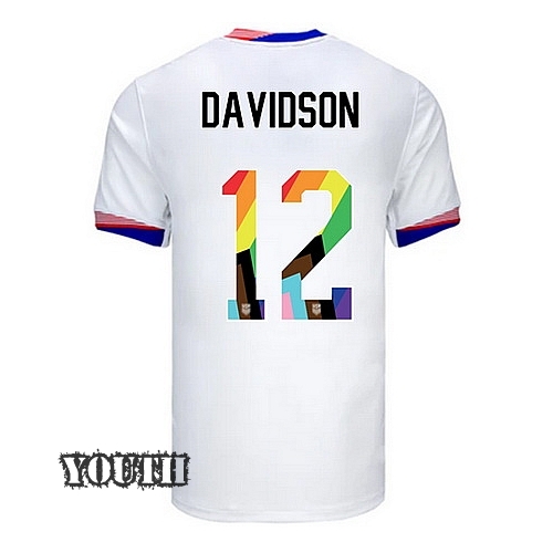 USA 2024/25 Tierna Davidson Home Pride Youth Soccer Jersey