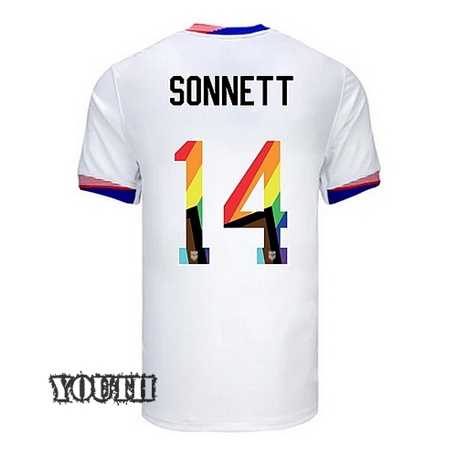 USA 2024/25 Emily Sonnett Home Pride Youth Soccer Jersey