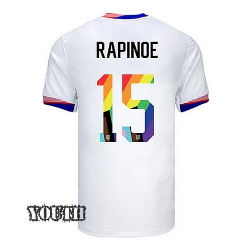 USA 2024/25 Megan Rapinoe Home Pride Youth Soccer Jersey