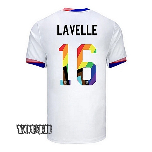 USA 2024/25 Rose Lavelle Home Pride Youth Soccer Jersey