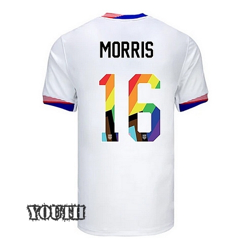 USA 2024/25 Jordan Morris Home Pride Youth Soccer Jersey