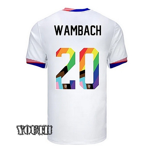 USA 2024/25 Abby Wambach Home Pride Youth Soccer Jersey