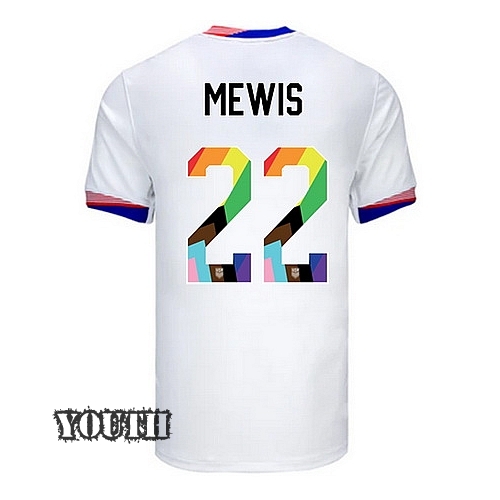 USA 2024/25 Kristie Mewis Home Pride Youth Soccer Jersey