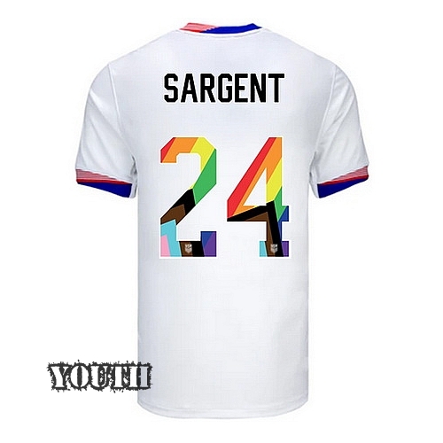 USA 2024/25 Josh Sargent Home Pride Youth Soccer Jersey