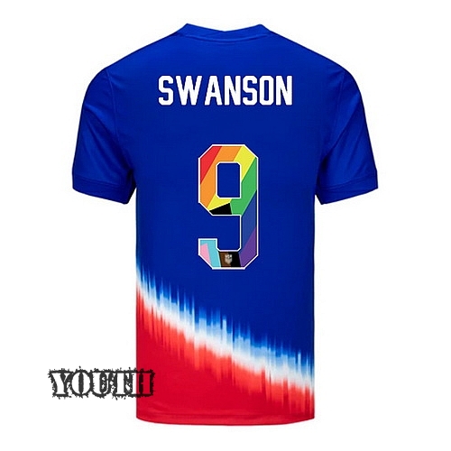 USA 2024/25 Mallory Swanson Away Pride Youth Soccer Jersey