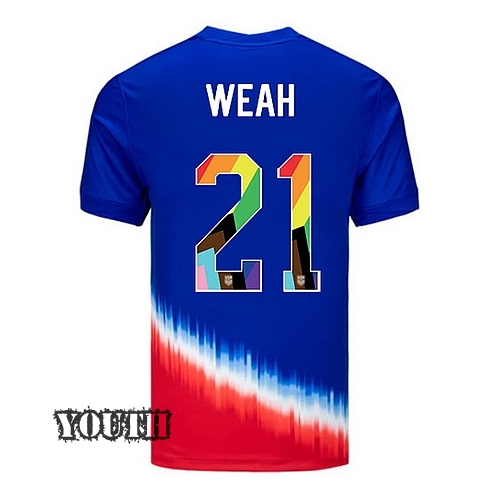 USA 2024/25 Tim Weah Away Pride Youth Soccer Jersey