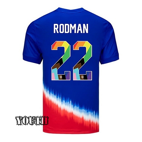 USA 2024/25 Trinity Rodman Away Pride Youth Soccer Jersey