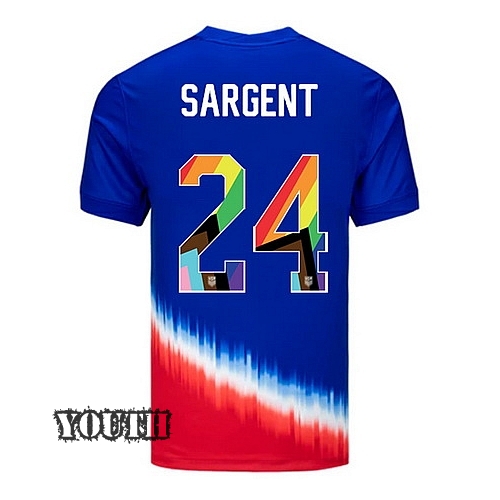 USA 2024/25 Josh Sargent Away Pride Youth Soccer Jersey