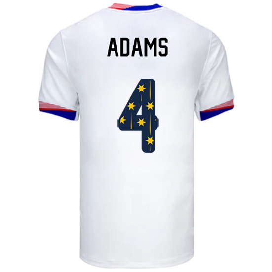 USA 2024/25 Tyler Adams Home Men's Jersey Stars Number