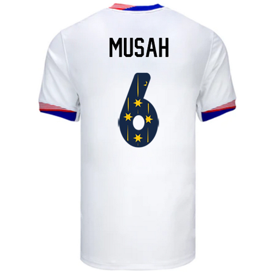 USA 2024/25 Yunus Musah Home Men's Jersey Stars Number