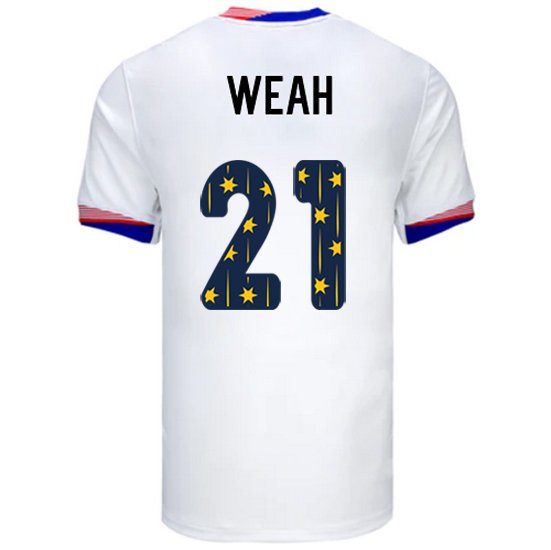 USA 2024/25 Tim Weah Home Men's Jersey Stars Number