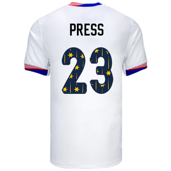 USA 2024/25 Christen Press Home Men's Jersey Stars Number - Click Image to Close