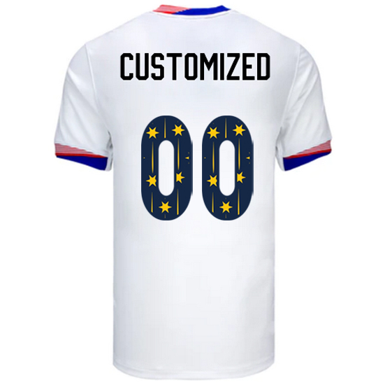 USA 2024/25 Customized Home Men's Jersey Stars Number