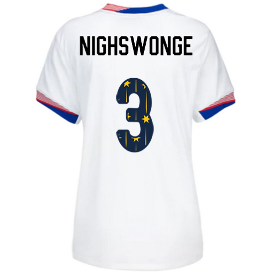 USA 2024/25 Jenna Nighswonger Home Women's Jersey Stars Number