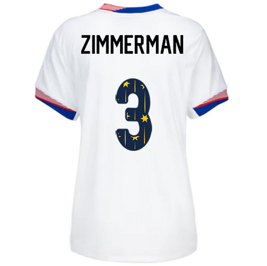 USA 2024/25 Walker Zimmerman Home Women's Jersey Stars Number