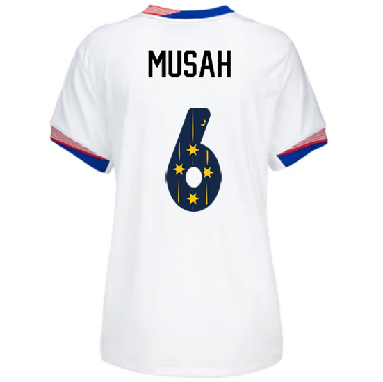 USA 2024/25 Yunus Musah Home Women's Jersey Stars Number