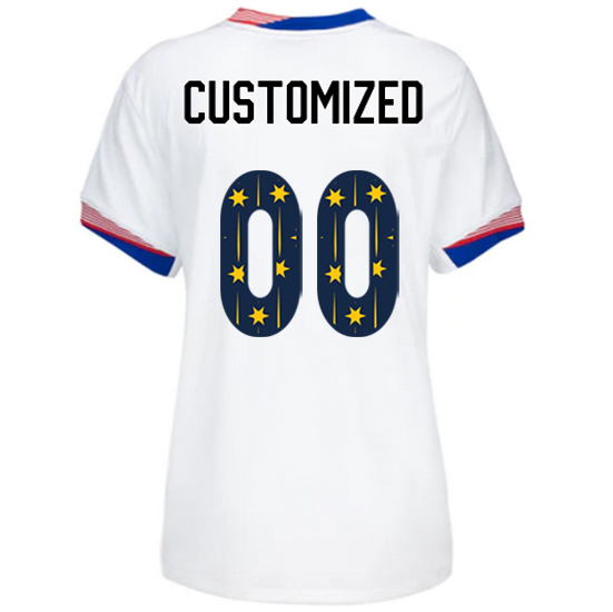 USA 2024/25 Customized Home Women's Jersey Stars Number
