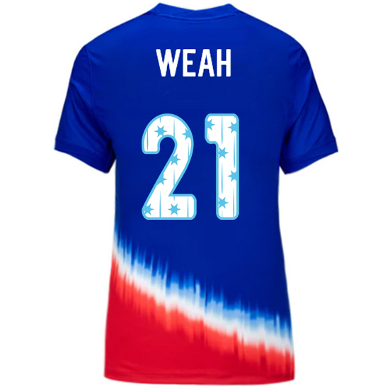 USA 2024/25 Tim Weah Away Women's Jersey Stars Number