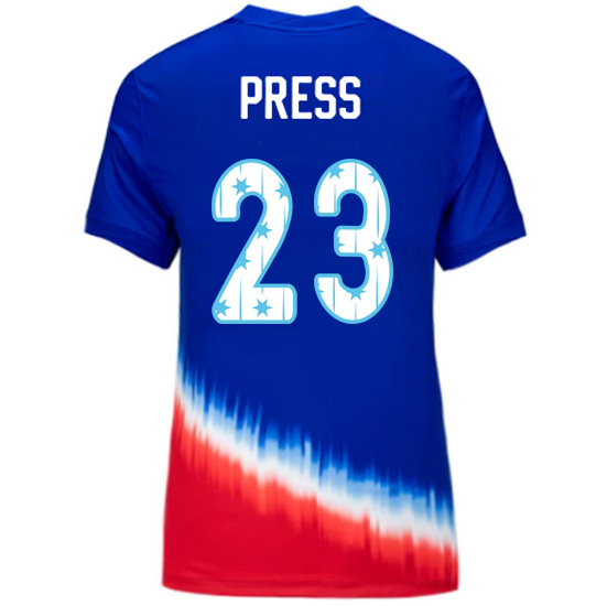 USA 2024/25 Christen Press Away Women's Jersey Stars Number