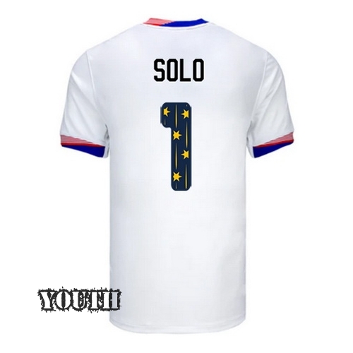 USA 2024/25 Hope Solo Home Youth Jersey Stars Number