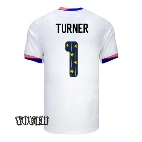 USA 2024/25 Matt Turner Home Youth Jersey Stars Number