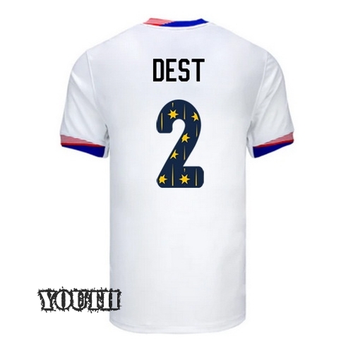 USA 2024/25 Sergino Dest Home Youth Jersey Stars Number