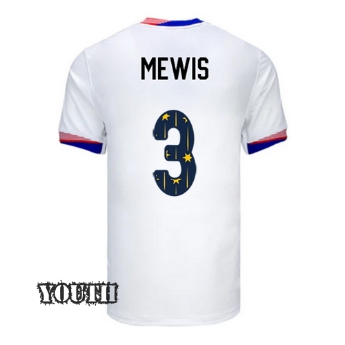 USA 2024/25 Samantha Mewis Home Youth Jersey Stars Number