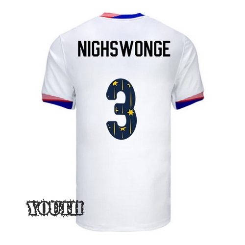 USA 2024/25 Jenna Nighswonger Home Youth Jersey Stars Number