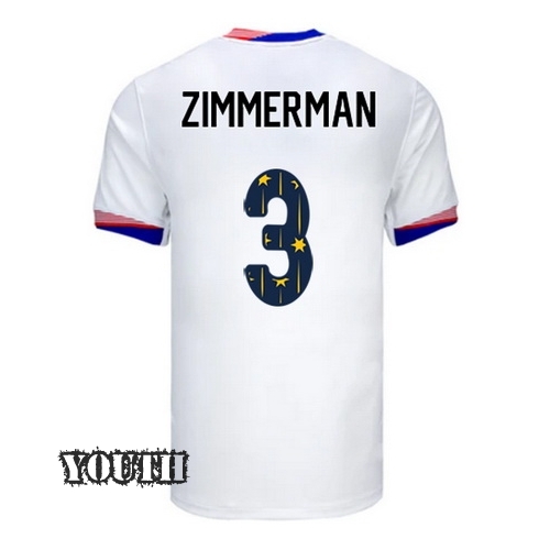 USA 2024/25 Walker Zimmerman Home Youth Jersey Stars Number