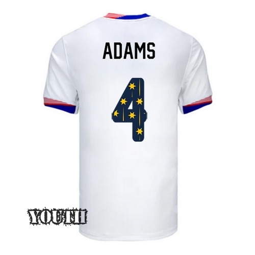 USA 2024/25 Tyler Adams Home Youth Jersey Stars Number