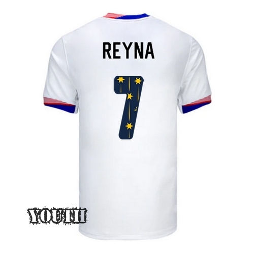 USA 2024/25 Giovanni Reyna Home Youth Jersey Stars Number