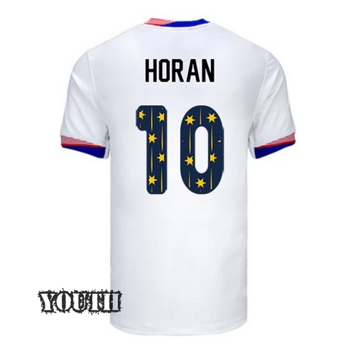 USA 2024/25 Lindsey Horan Home Youth Jersey Stars Number