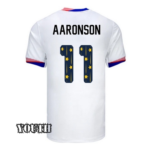 USA 2024/25 Brenden Aaronson Home Youth Jersey Stars Number