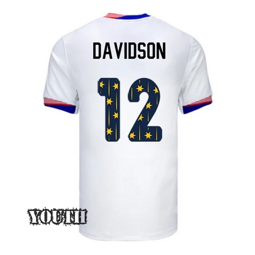 USA 2024/25 Tierna Davidson Home Youth Jersey Stars Number