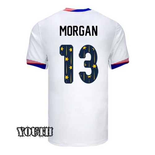 USA 2024/25 Alex Morgan Home Youth Jersey Stars Number
