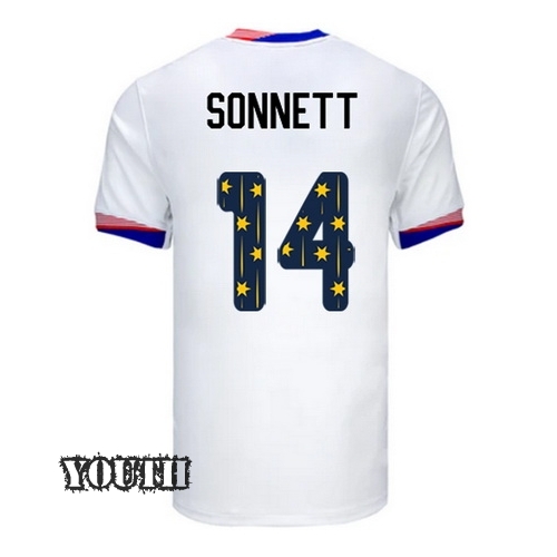USA 2024/25 Emily Sonnett Home Youth Jersey Stars Number