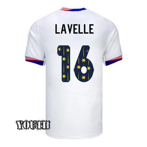 USA 2024/25 Rose Lavelle Home Youth Jersey Stars Number