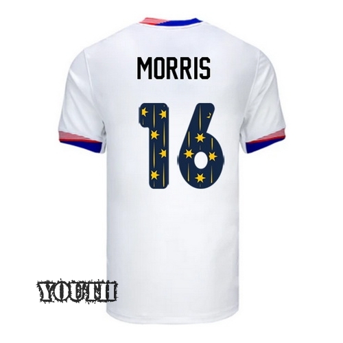 USA 2024/25 Jordan Morris Home Youth Jersey Stars Number