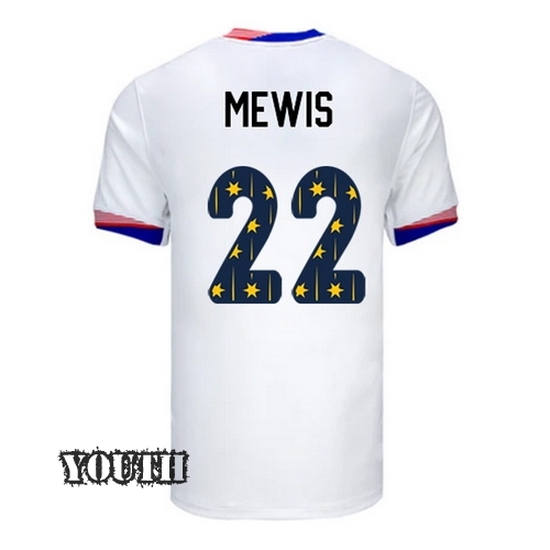 USA 2024/25 Kristie Mewis Home Youth Jersey Stars Number