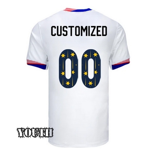 USA 2024/25 Customized Home Youth Jersey Stars Number
