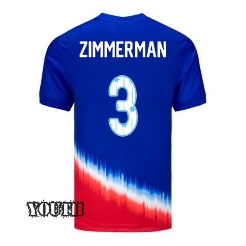 USA 2024/25 Walker Zimmerman Away Youth Jersey Stars Number