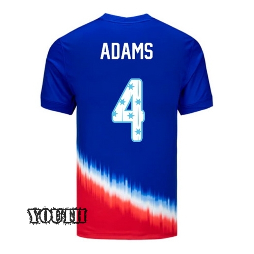 USA 2024/25 Tyler Adams Away Youth Jersey Stars Number
