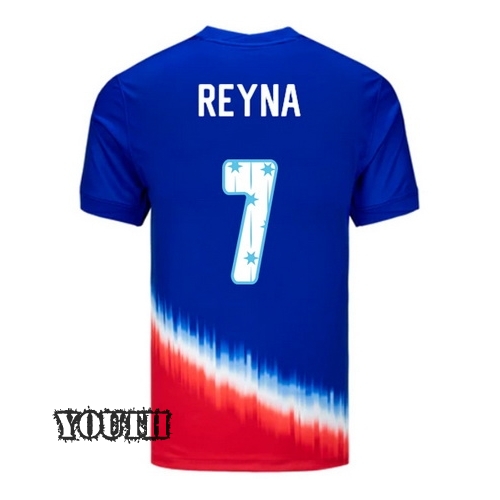 USA 2024/25 Giovanni Reyna Away Youth Jersey Stars Number