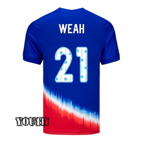USA 2024/25 Tim Weah Away Youth Jersey Stars Number
