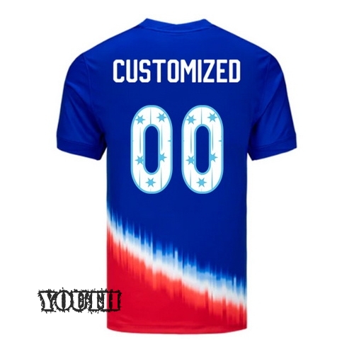 USA 2024/25 Customized Away Youth Jersey Stars Number