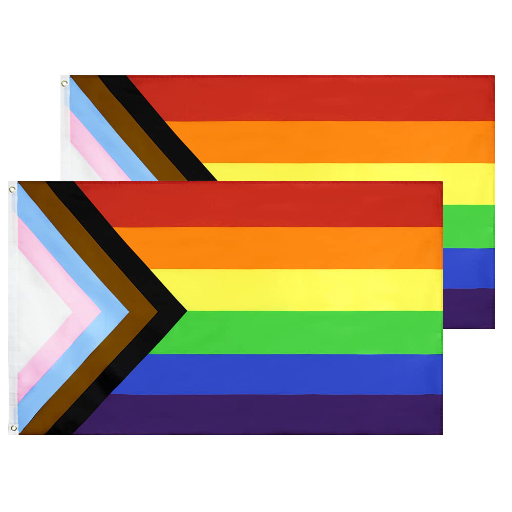 Progress Pride Flag 3x5 Ft - LGBT Community Support Gay Pride Rainbow Banner