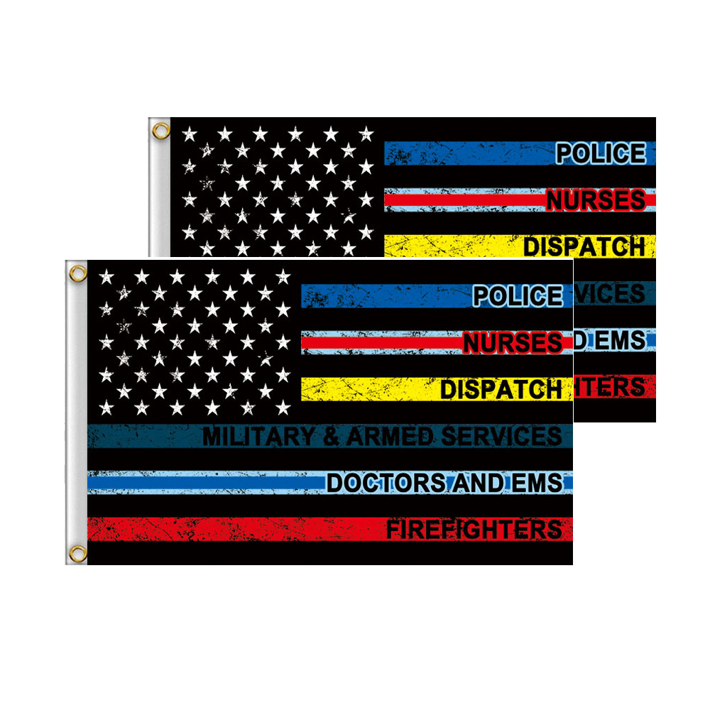 Thin Multi Line Flag Red Blue Green USA 3x5ft
