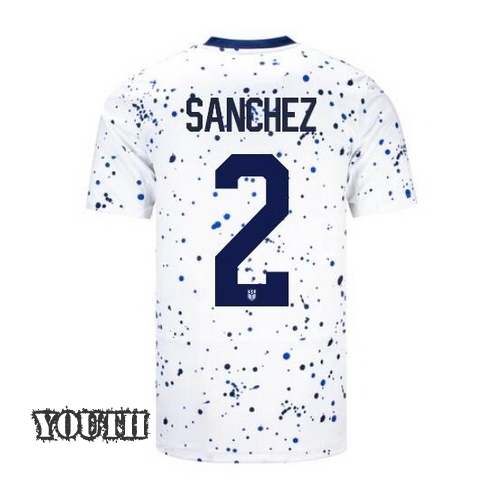 USA Ashley Sanchez 2023 Home Youth Stadium Soccer Jersey